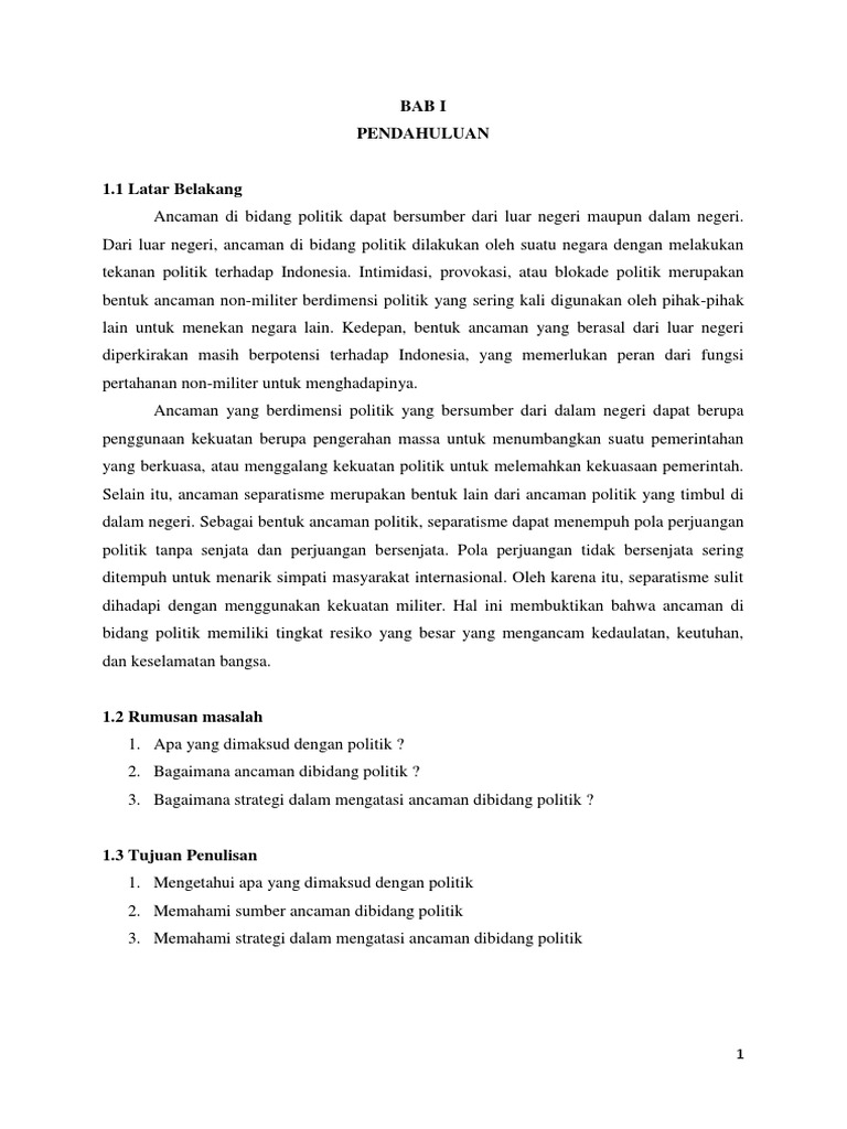 Ancaman Di Bidang Politik Pdf