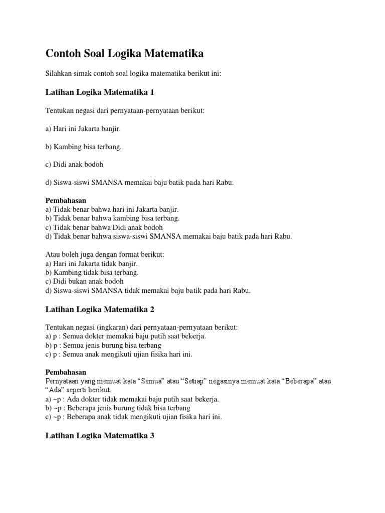 Contoh Soal Logika Matematika Docx