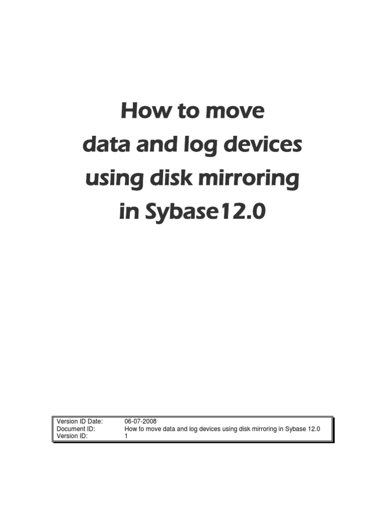 How To Move Devices Using Disk Mirroring PDF Databases Areas Of