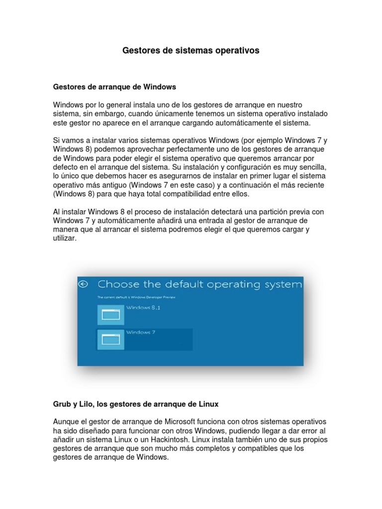 Gestores de Arranque: Windows, Grub y BootIt | PDF | Arranque ...