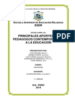 Monografía Principales Aportes de Pedagogos Contemporaneos - Eser Ica 2019