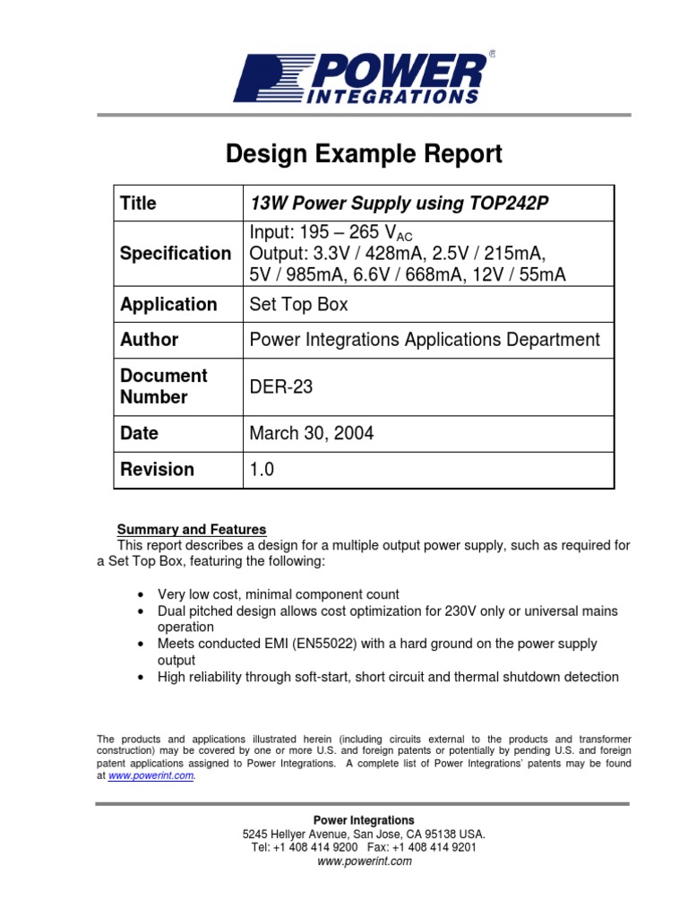 Design Example Report: Title | PDF | Rectifier | Power Supply