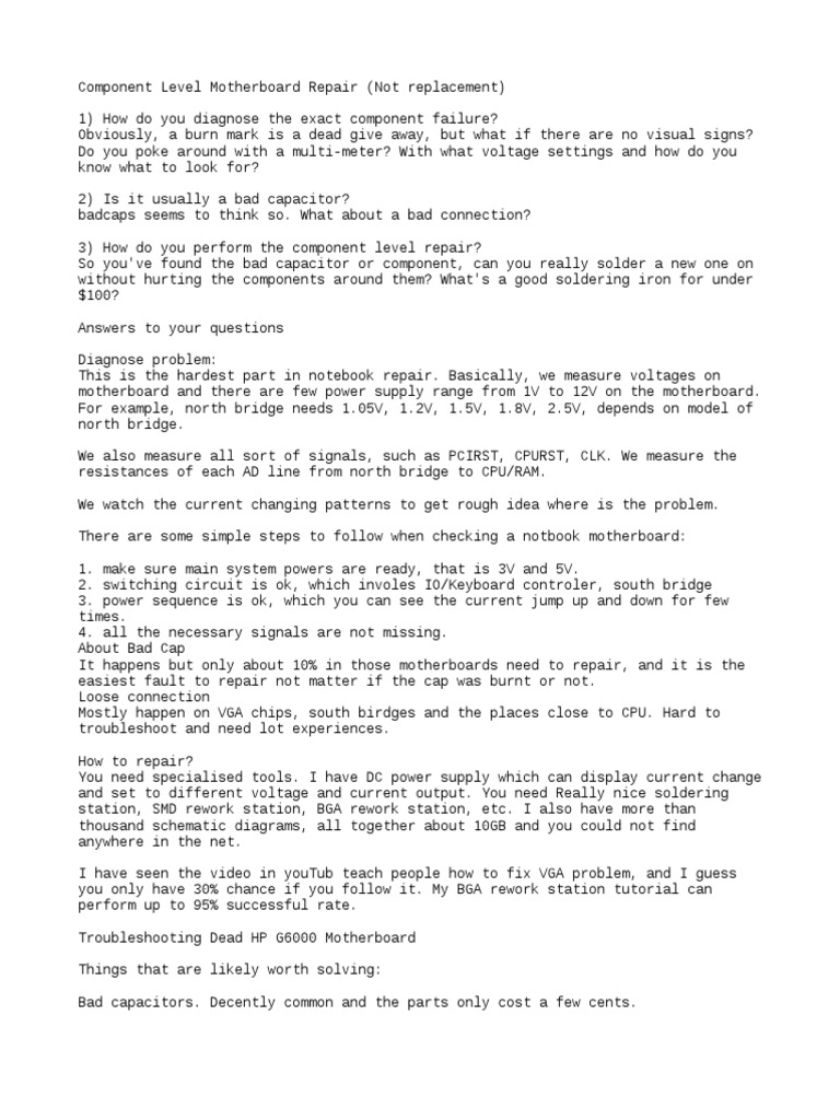 Component-Level Laptop Repair Guide | PDF | Battery Charger ...