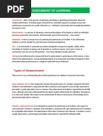 Assessment of Learning