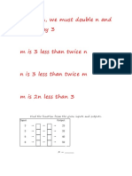 To Get M, We Must Double N and Take Away 3: Input Output 3 25 5 35 6 40 8 50