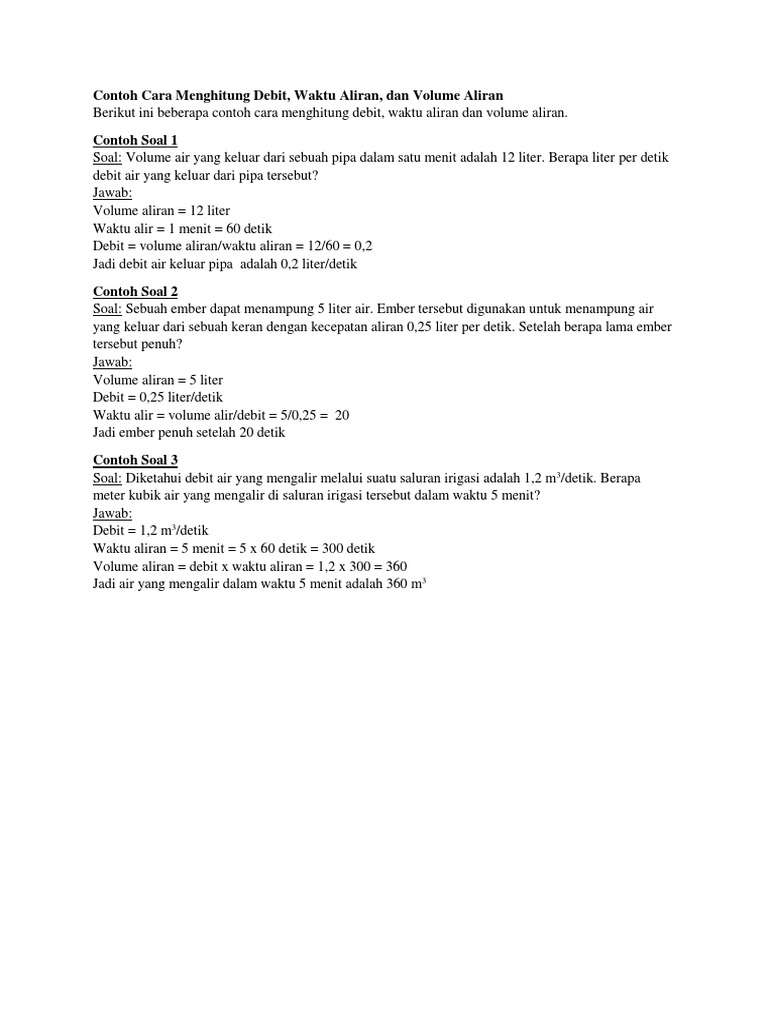 Contoh Cara Menghitung Debit