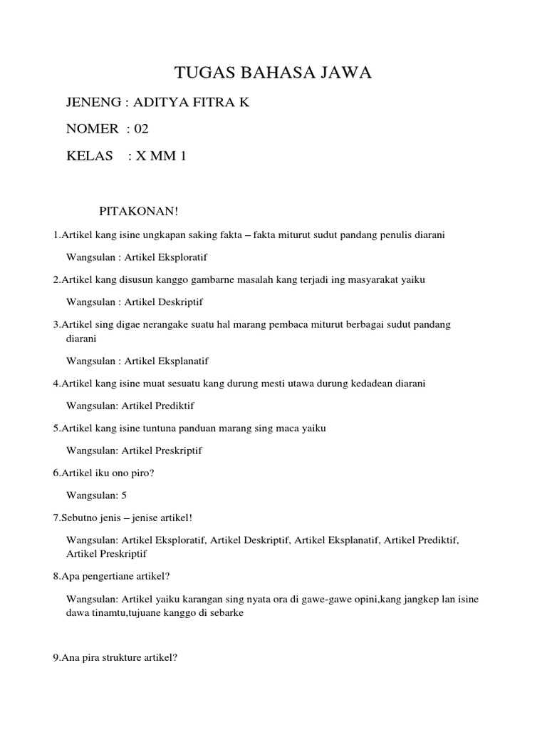 Bahasa Jawa Aditya Fitra K