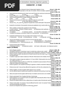 2nd Year Chemistry Important Questions PDF