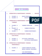 Index To Volumes: I. Operation & Maintenance Manual - Boiler
