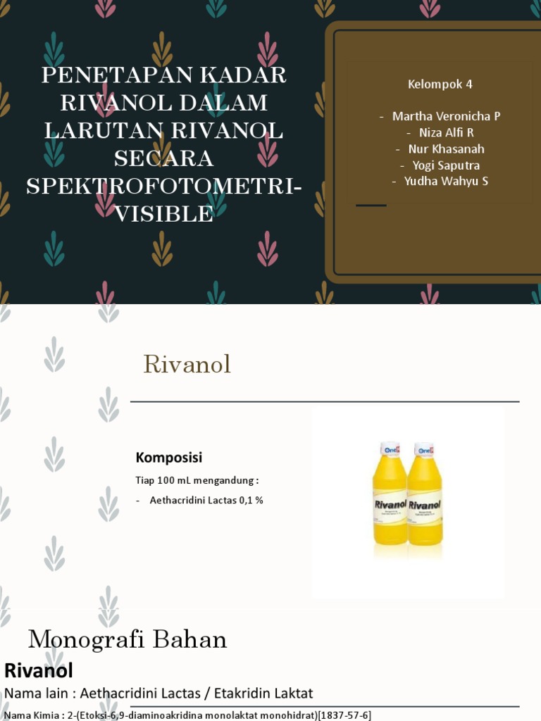 Penetapan Kadar Rivanol Metode Spektrofotometri | PDF