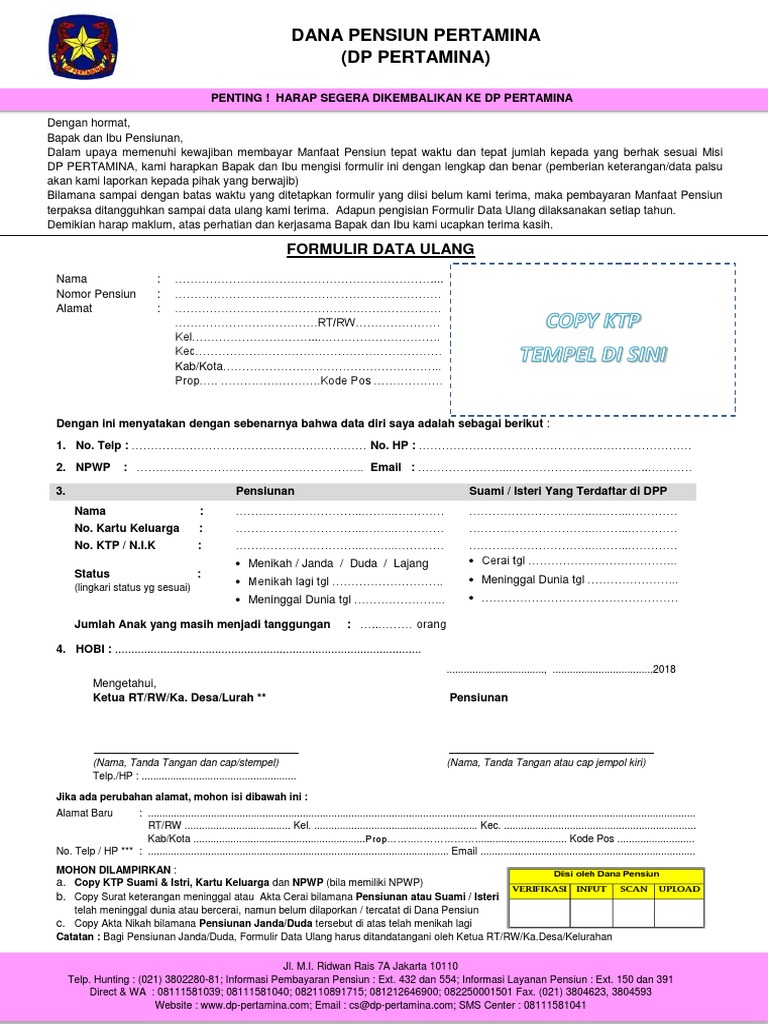 Formulir Pensiun Pdf