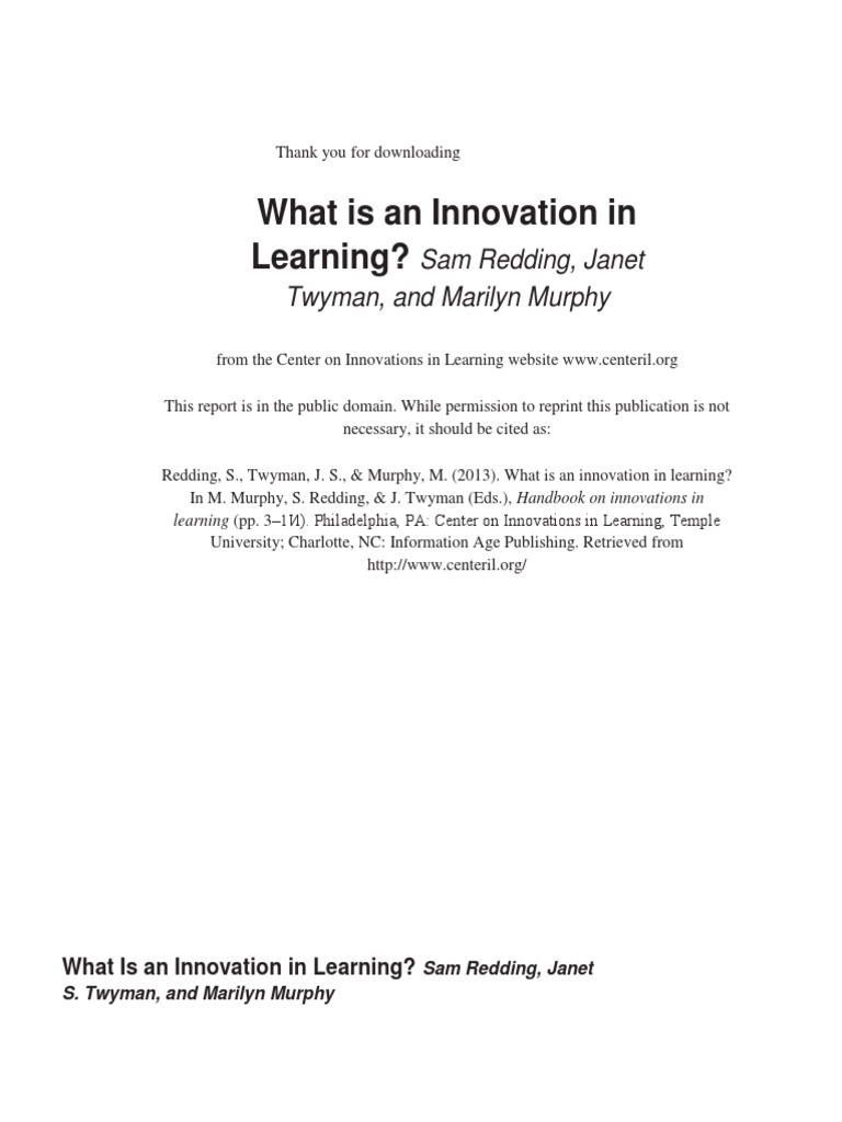 Understanding Innovations in Learning | PDF | Innovation | Learning
