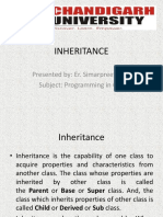 Inheritance: Presented By: Er. Simarpreet Kaur Subject: Programming in C++