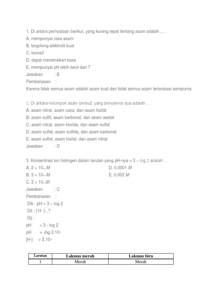 Diantara Pernyataan Berikut Yang Kurang Tepat Tentang Asam Adalah Mudah