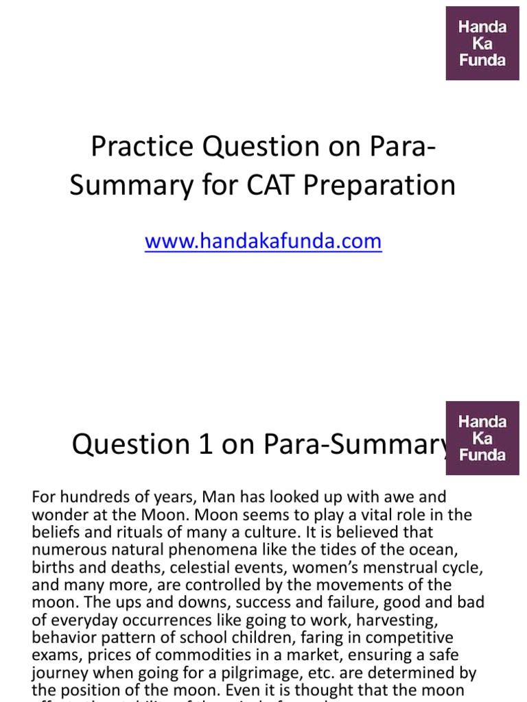 Para Summary For CAT Preparation | PDF | Business
