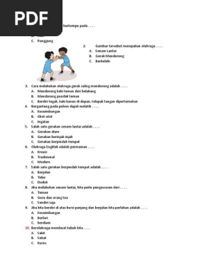 Soal Penjaskes Kelas 1 Semstr 2