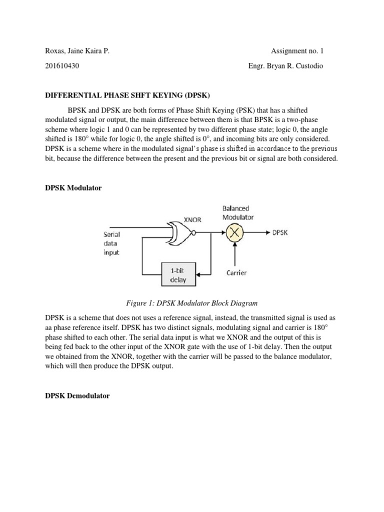 Overview of Differential Phase Shift Keying | PDF | Modulation | Data ...
