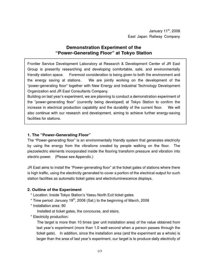 Power Generating Floor PDF | PDF | Piezoelectricity | Electricity