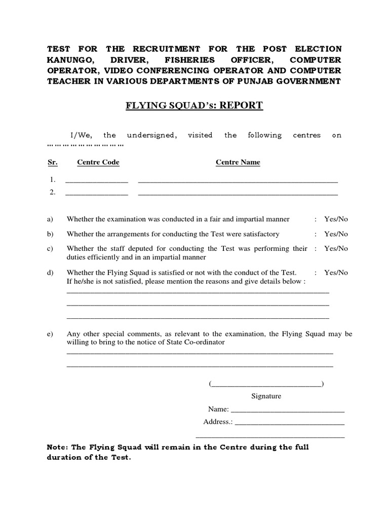 Flying Squad Report for Punjab Exams | PDF | Business | Technology ...