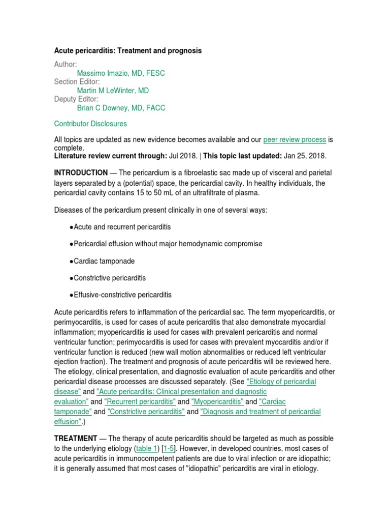 Acute Pericarditis PDF Nonsteroidal Anti Inflammatory Drug Aspirin