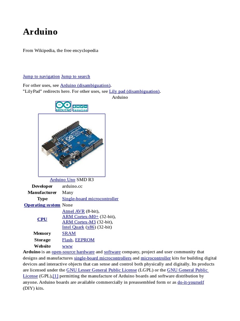 Arduino | PDF | Arduino | Classes Of Computers