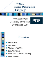 WSDL Web Services Description Language: Neet Wadhwani University of Colorado 3 October, 2001