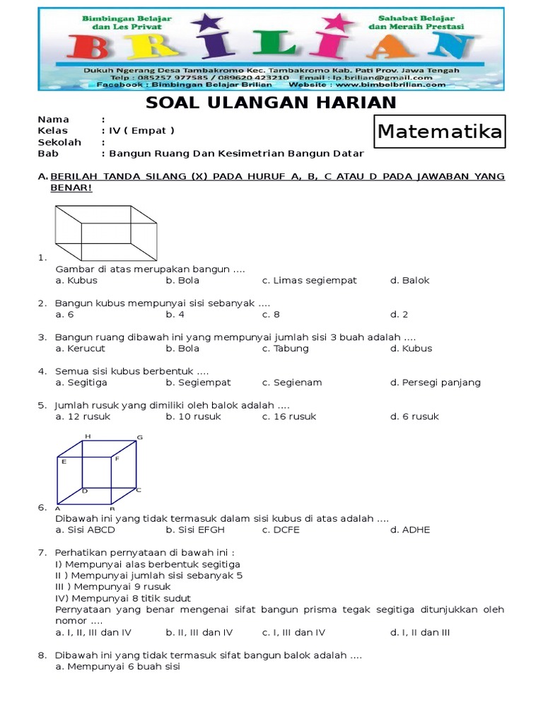 Soal Matematika Kelas 5 Bangun Datar Dan Kunci Jawaban Revisi - Unduh