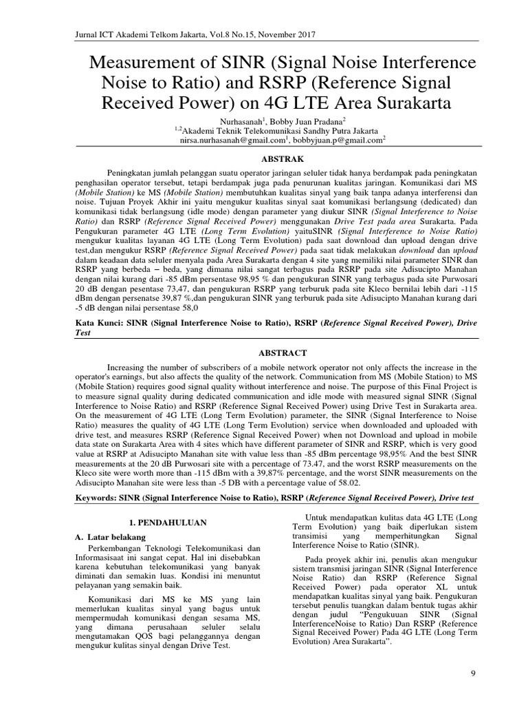 Pengukuran SINR dan RSRP 4G LTE | PDF | Komputer | Teknologi & Rekayasa