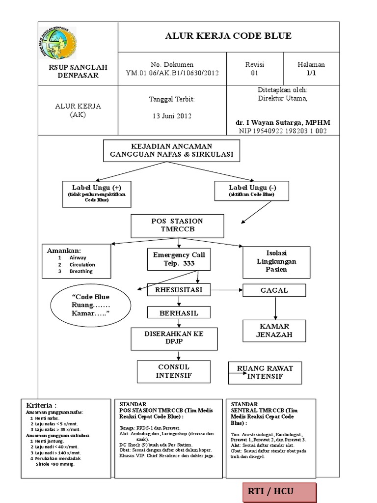 Alur Kerja Code Blue RSUP Sanglah | PDF