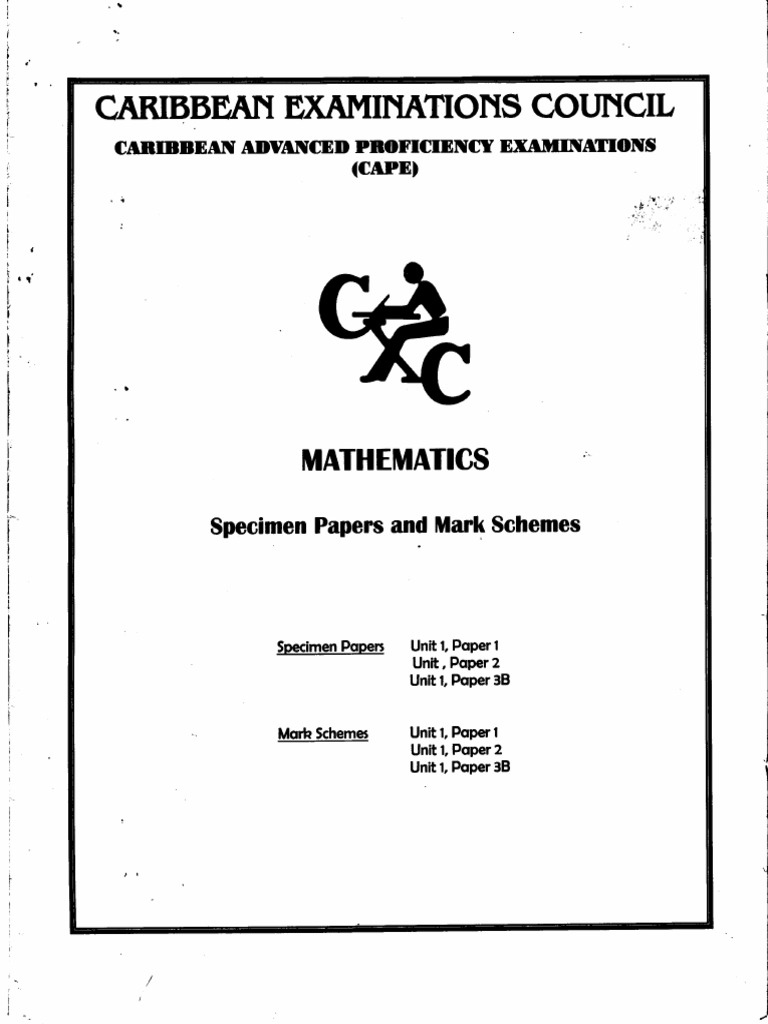 CAPE Mathematics Specimen Papers and Mark Schemes | PDF | Cartesian ...