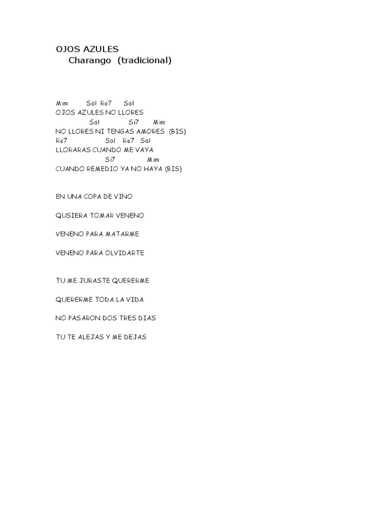 Ojos Azules Acordes Charango Notas PDF