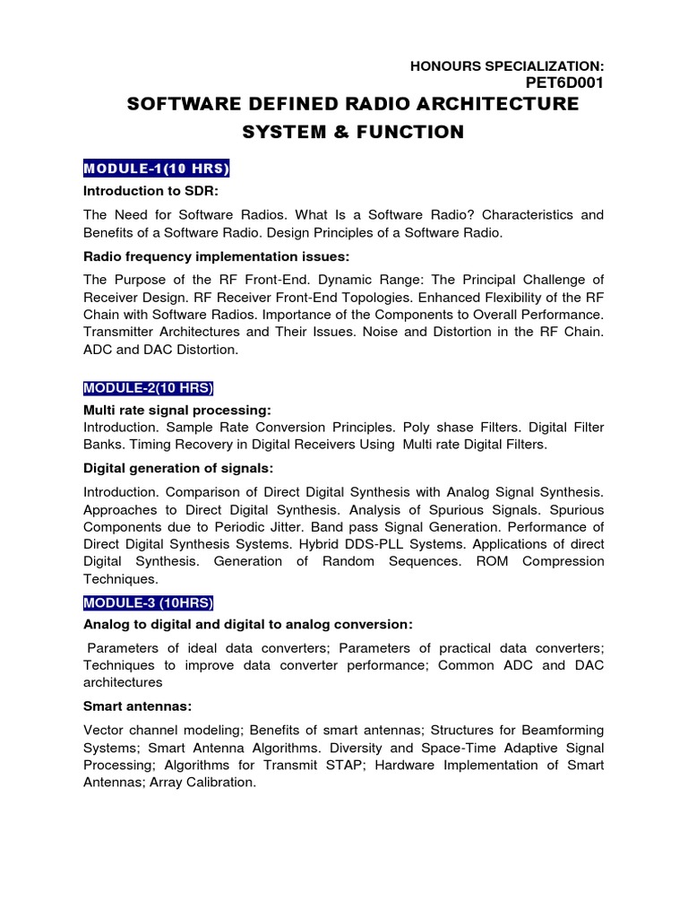 SDR Architecture & Functions | PDF | Software Defined Radio | Digital ...