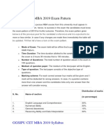 GGSIPU CET MBA 2019 Exam Pattern