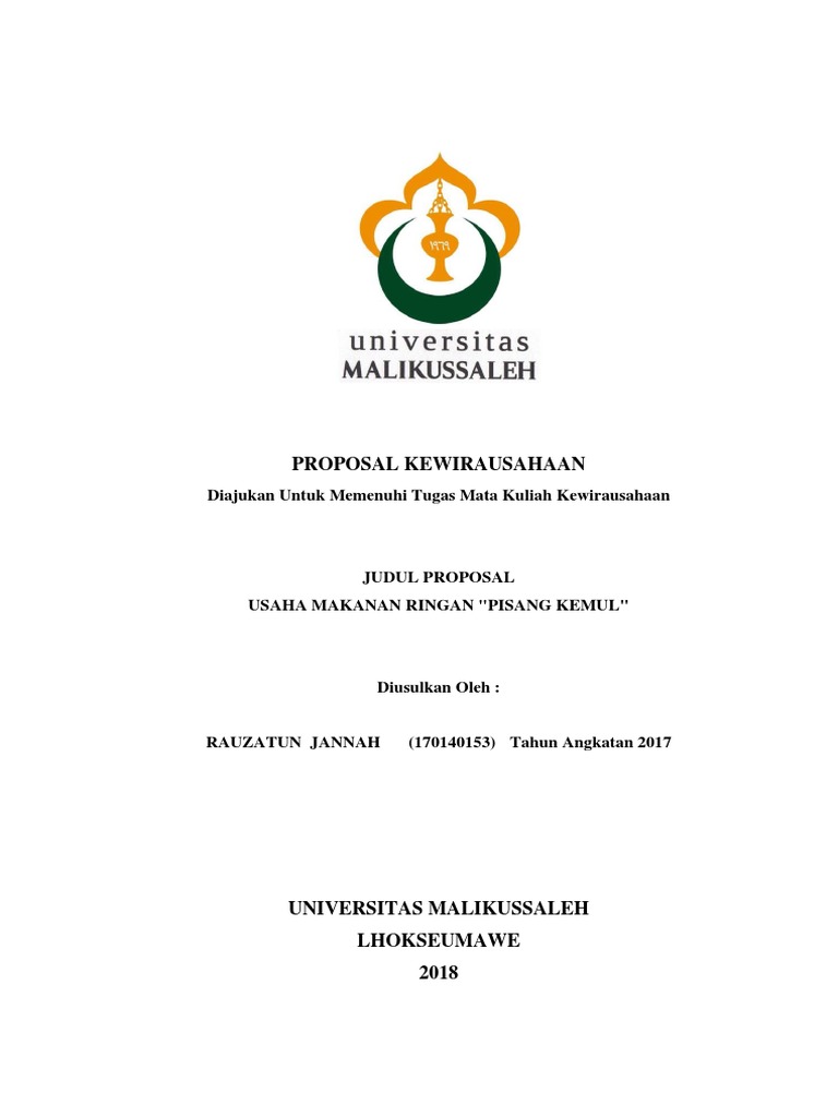 Proposal Usaha Pisang Kemul | PDF | Karier & Perkembangan | Bisnis