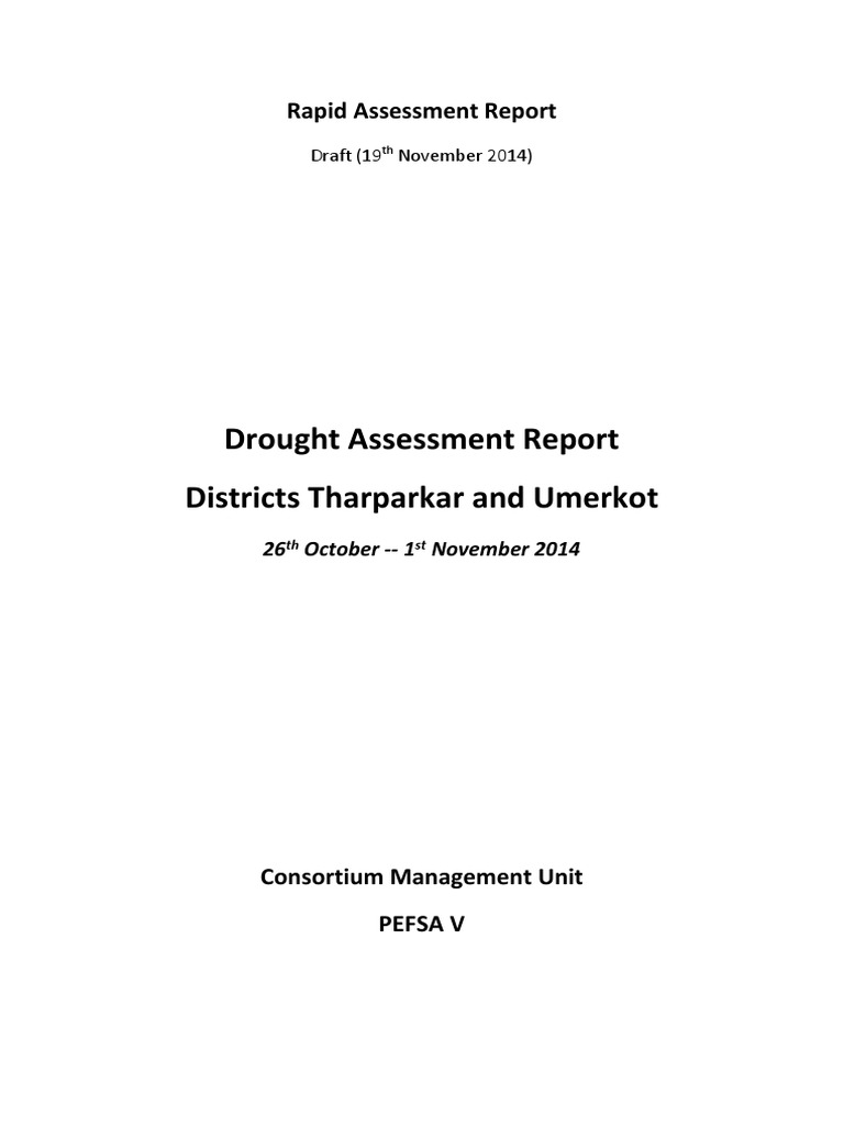 Drought Assessment Report: Tharparkar & Umerkot | PDF | Agriculture ...