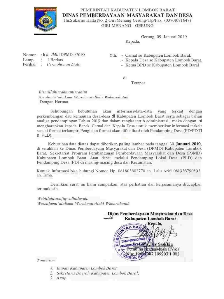 Surat Permintaan Data Untuk Desa 1