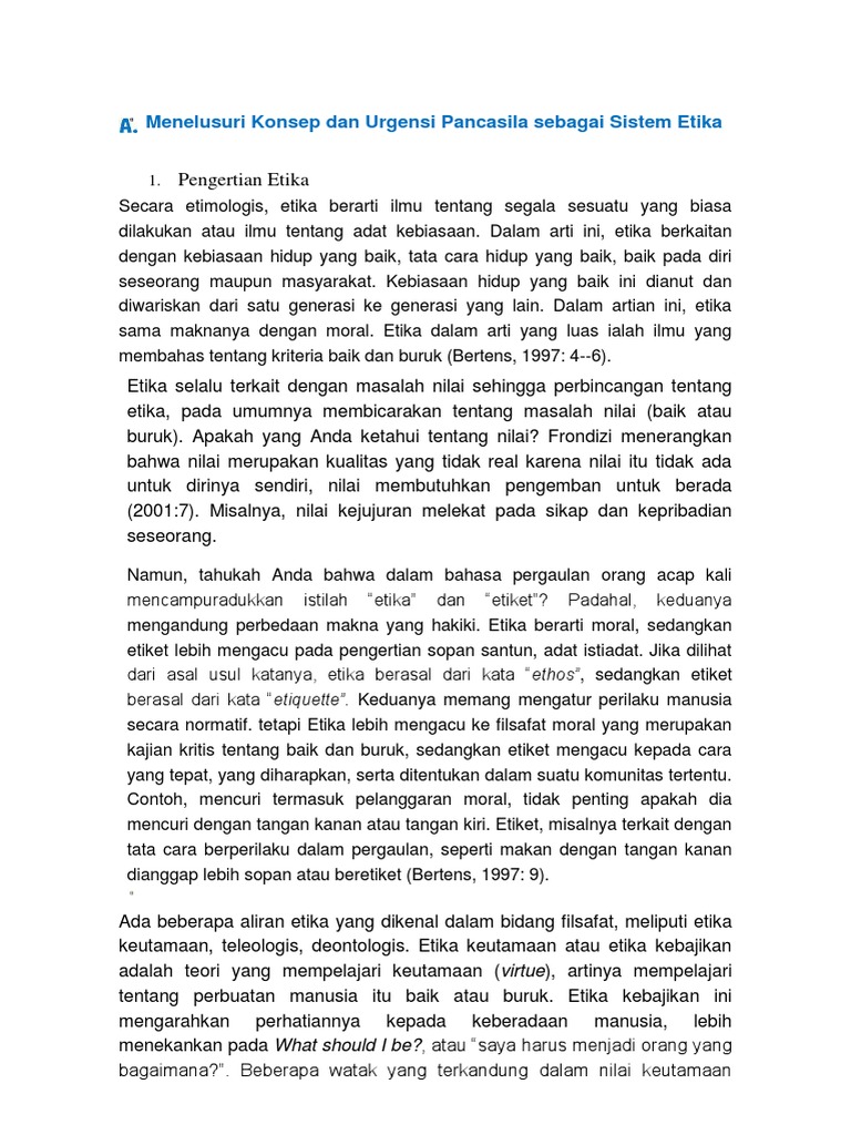 Menelusuri Konsep Dan Urgensi Pancasila Sebagai Sistem Etika