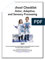 Pre School Motor Adaptive Sensory Checklist