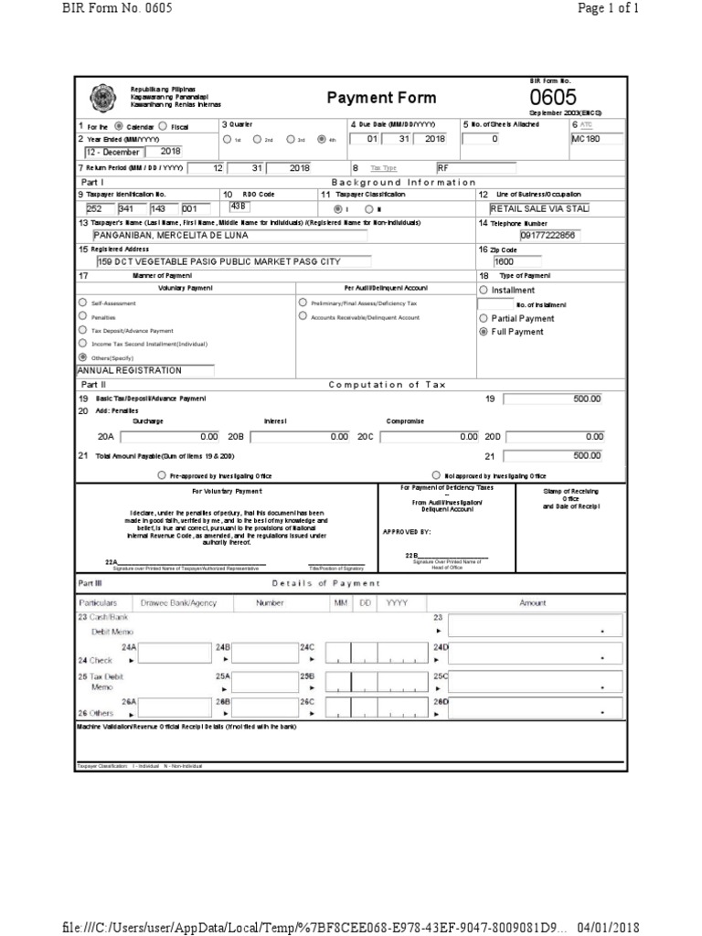 0605 2018 - MP PDF | PDF | Taxpayer | Receipt