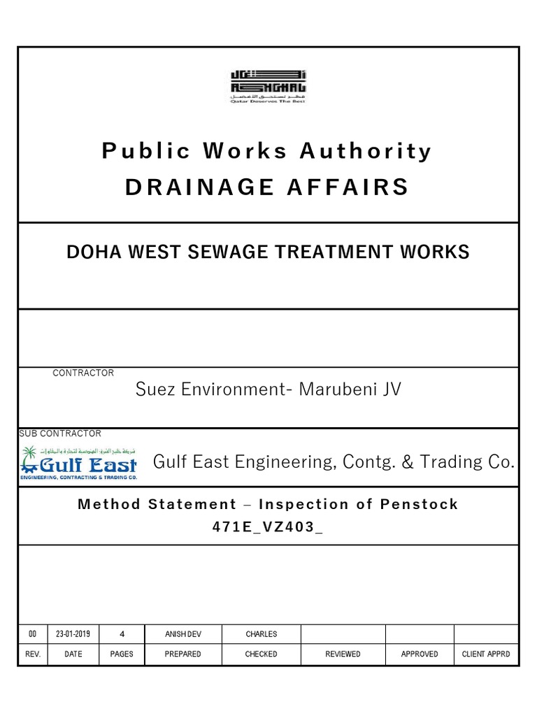 Penstock Inspection Method Statement | PDF | Personal Protective ...