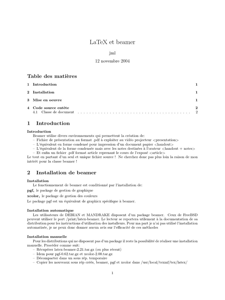 Documentations Beamer Article PDF | PDF | Compilateur | Informatique