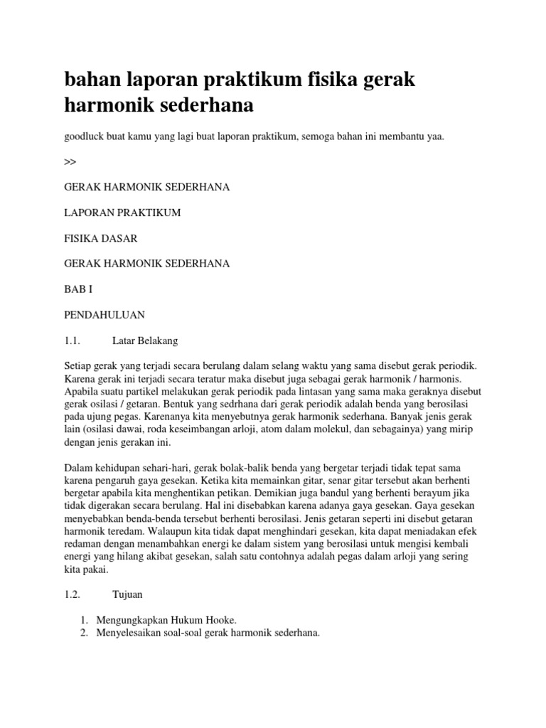 Bahan Laporan Praktikum Fisika Gerak Harmonik Docx