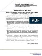 COMUNICADO PNP N° 11- 2019