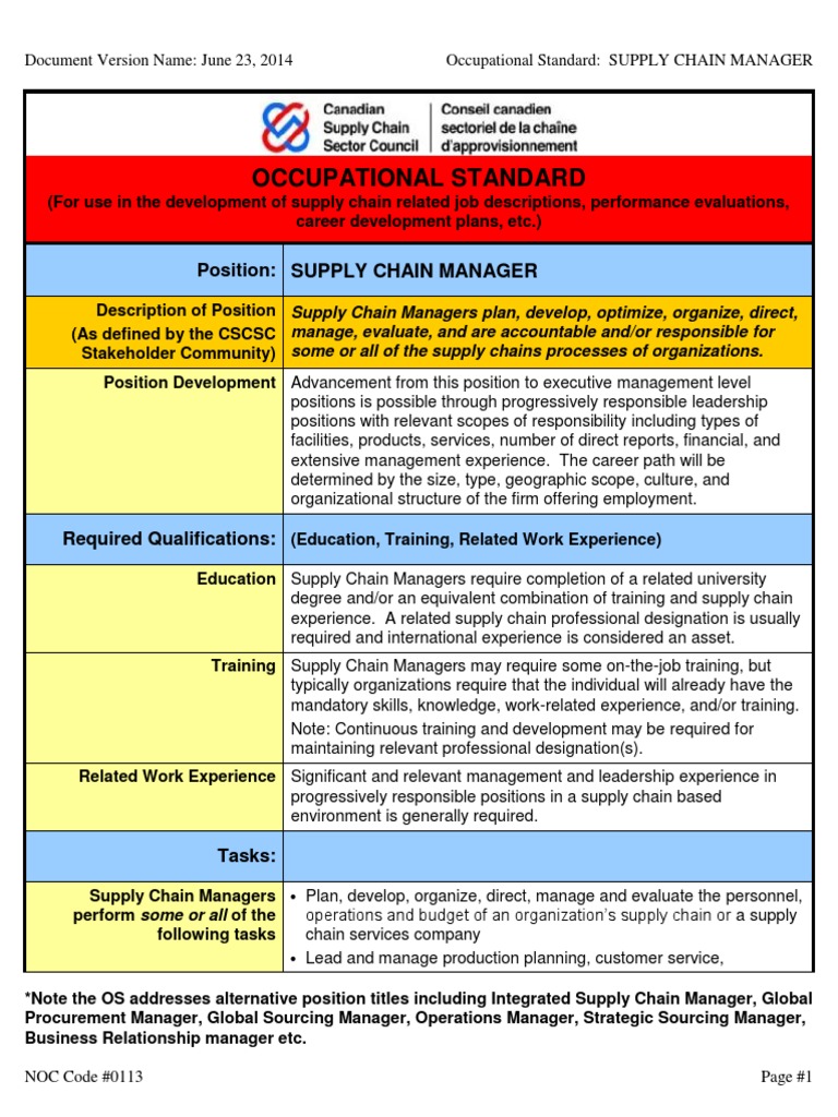 Supply Chain Manager Responsibilities | PDF | Supply Chain | Procurement