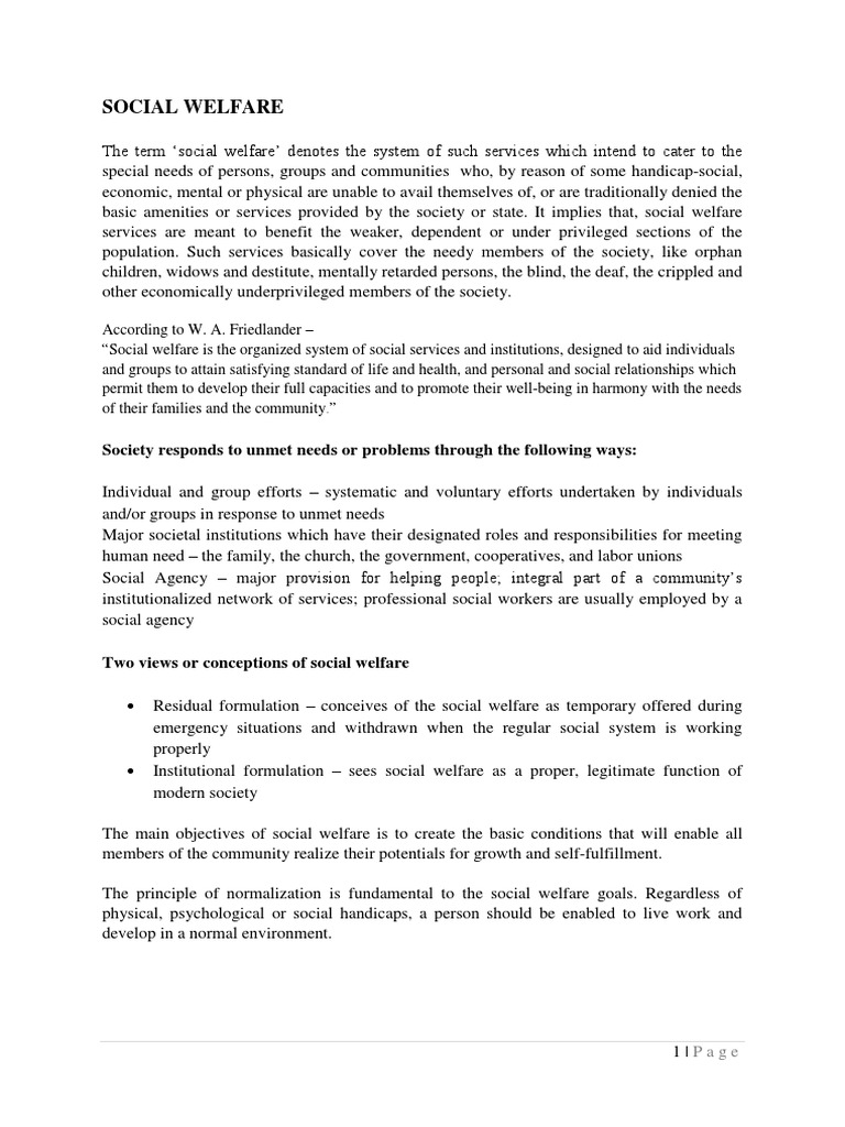 Assignment On Social Work Welfare Social Work