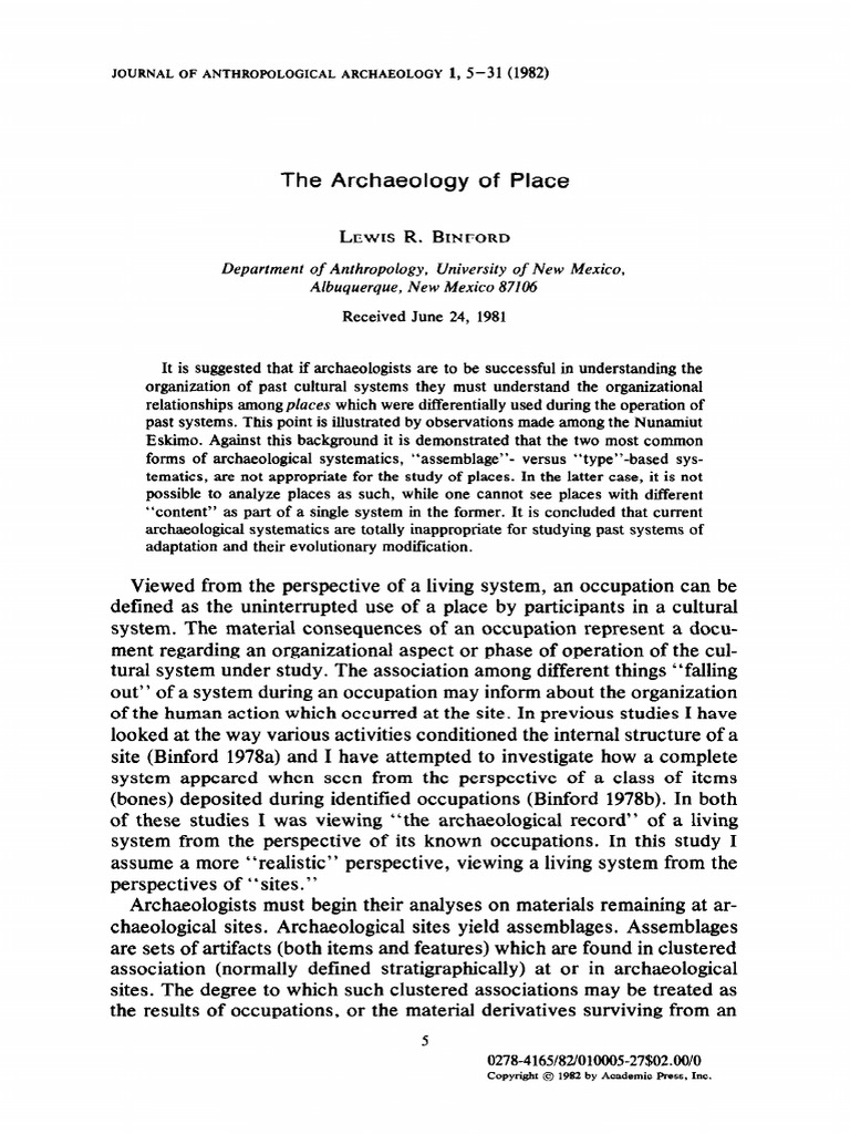 Binford 1982 PDF Paleolithic Archaeology