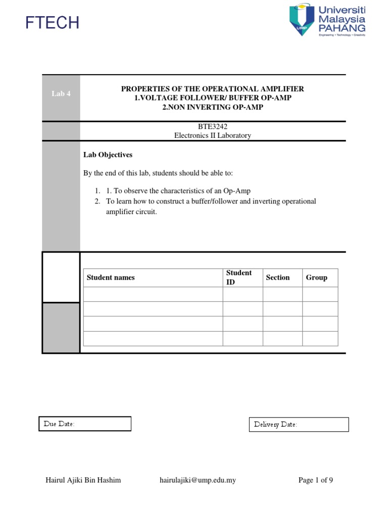 Op-Amp Buffer and Non-Inverting Circuits | PDF | Operational Amplifier ...