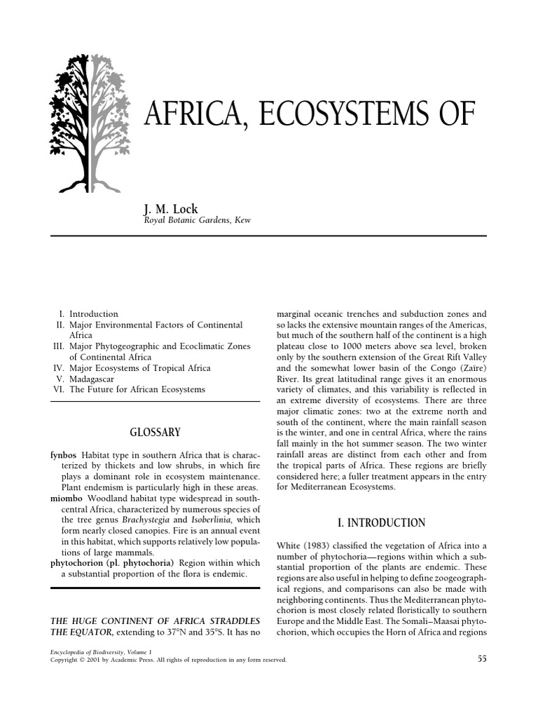 Africa Of, Ecosystem. From Encyclopedia of Biodiversity - Vol. 1-31 ...
