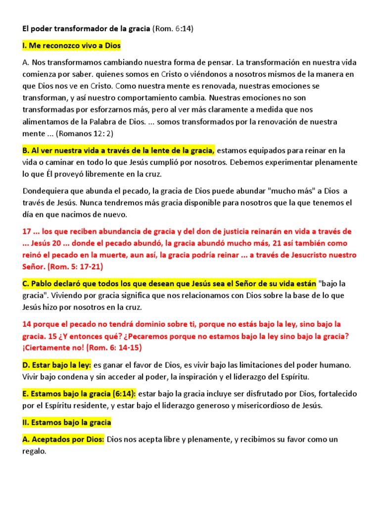 El Poder Transformador de La Gracia | PDF | Gracia en el cristianismo ...