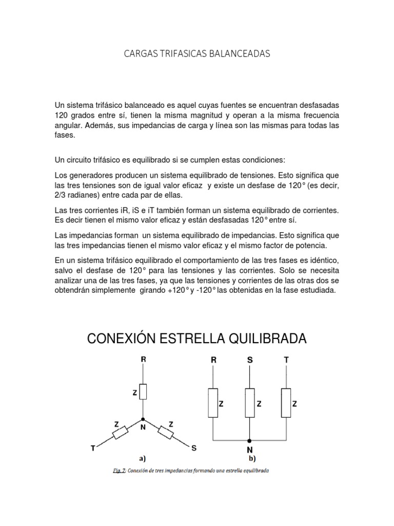 Cargas Trifasicas Balanceadas PDF Corriente eléctrica Cantidad